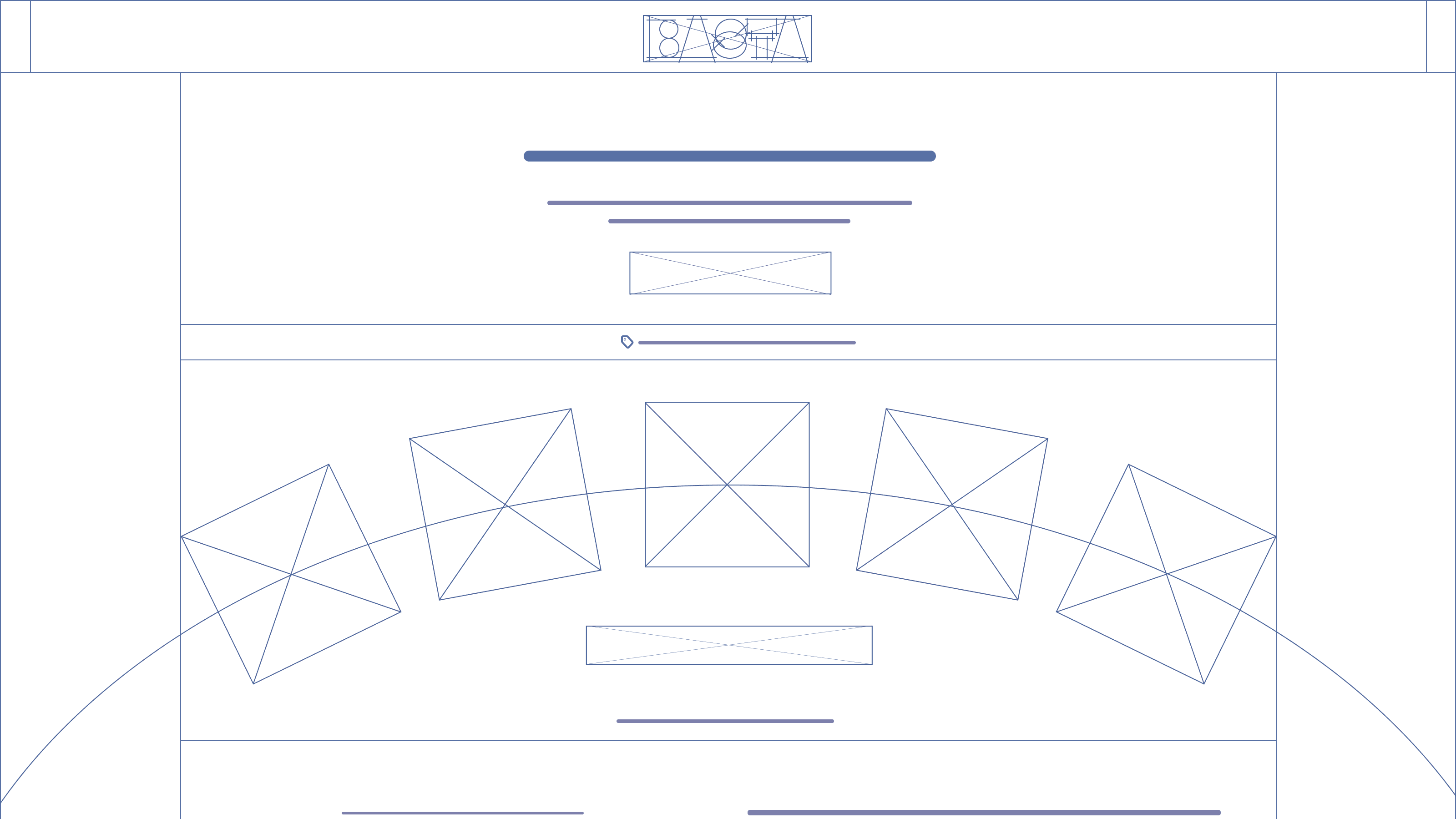 Wireframe of the Basta platform, with the layout blocked out as outlined boxes and placeholder bars